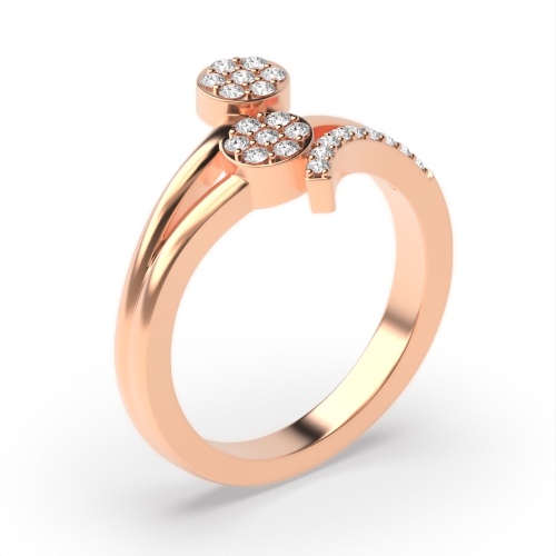 4 Prong Round Rose Gold Double open Engagement Rings