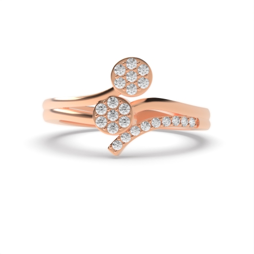 4 Prong Round Rose Gold Double open Engagement Rings