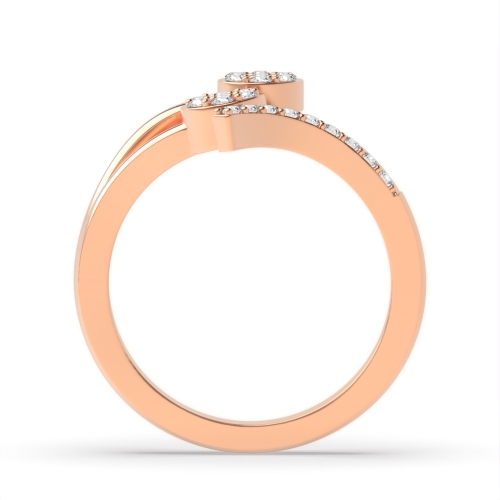 4 Prong Round Rose Gold Double open Engagement Rings