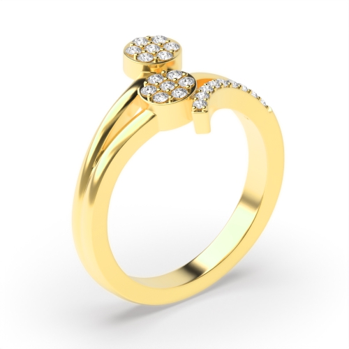 4 Prong Round Yellow Gold Double open Engagement Rings