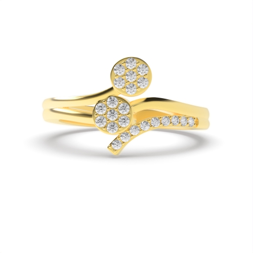 4 Prong Round Yellow Gold Double open Engagement Rings