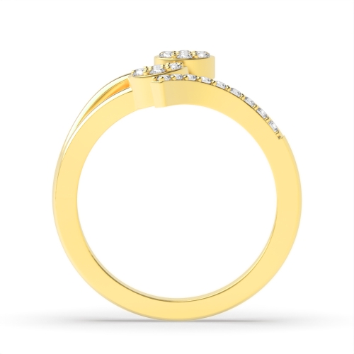 4 Prong Round Yellow Gold Double open Engagement Rings