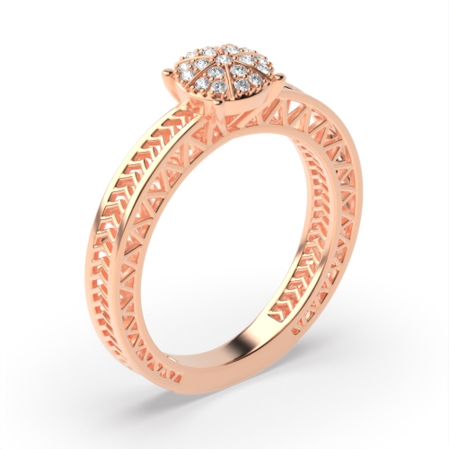 Pave Setting Round Rose Gold unique style Unusual Engagement Rings