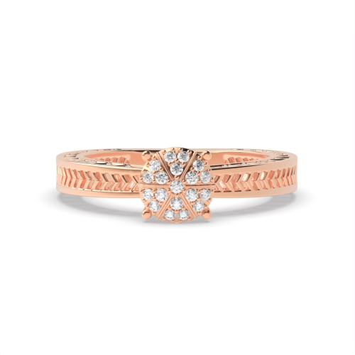 Pave Setting Round Rose Gold unique style Unusual Engagement Rings