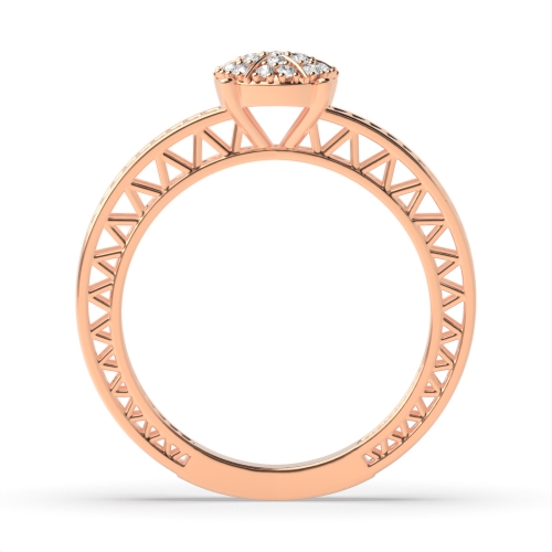 Pave Setting Round Rose Gold unique style Unusual Engagement Rings