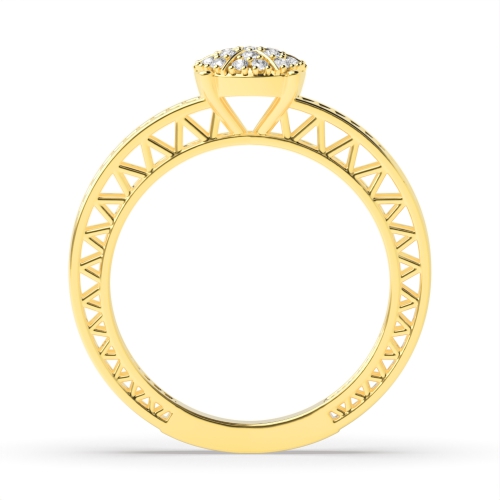 Pave Setting Round Yellow Gold unique style Unusual Engagement Rings