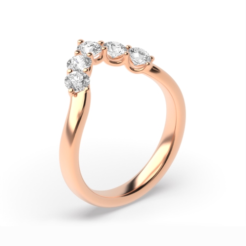 4 Prong Round Rose Gold Wishbond wedding Eternity Diamond Rings