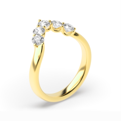 4 Prong Round Yellow Gold Wishbond wedding Eternity Diamond Rings