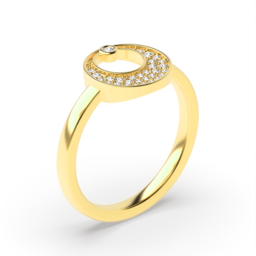 Pave Setting Round Yellow Gold Twilight designer Engagement Rings
