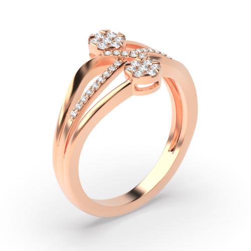 4 Prong Round Rose Gold Entwine Engagement Rings