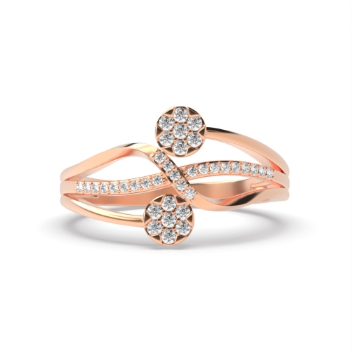 4 Prong Round Rose Gold Entwine Engagement Rings