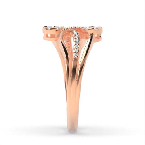 4 Prong Round Rose Gold Entwine Engagement Rings
