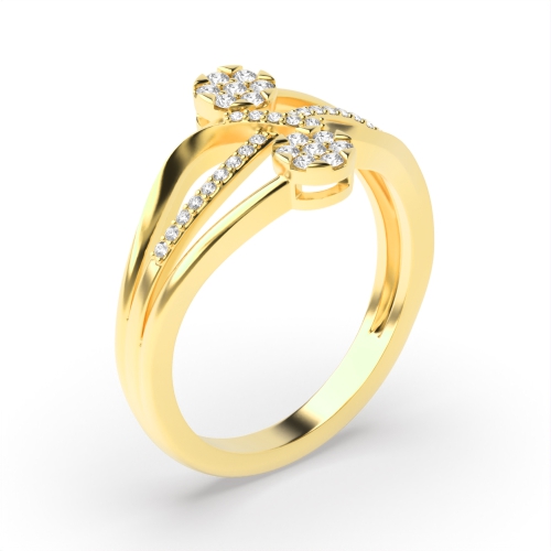 4 Prong Round Yellow Gold Entwine Engagement Rings