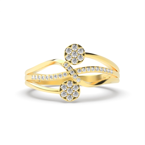 4 Prong Round Yellow Gold Entwine Engagement Rings