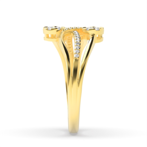 4 Prong Round Yellow Gold Entwine Engagement Rings