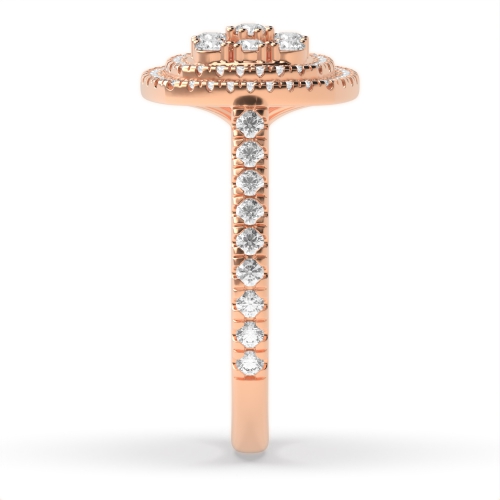4 Prong Round Rose Gold Cushion shaped halo cluster Halo Engagement Rings