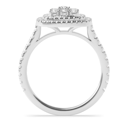 4 Prong Round Cushion shaped halo cluster Moissanite Halo Engagement Rings