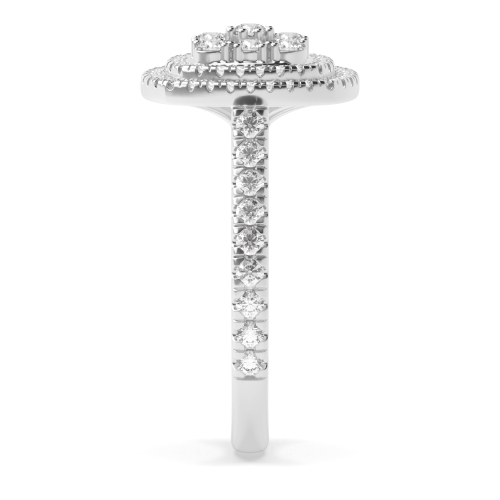 4 Prong Round Cushion shaped halo cluster Moissanite Halo Engagement Rings