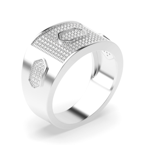 Buy Pave Setting Round Shape Diamond Mens Diamond Ring - Abelini