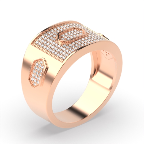 Pave Setting Round Rose Gold Infinity orbit Band Diamond Rings