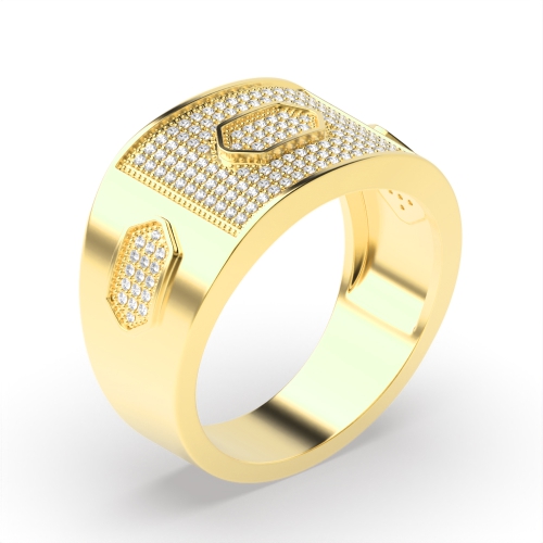 Pave Setting Round Yellow Gold Infinity orbit Band Diamond Rings