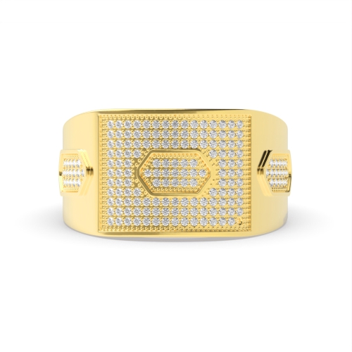Pave Setting Round Yellow Gold Infinity orbit Band Diamond Rings
