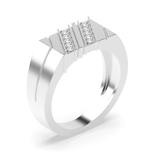 Pave Setting Round 2 line diamond Engagement Rings