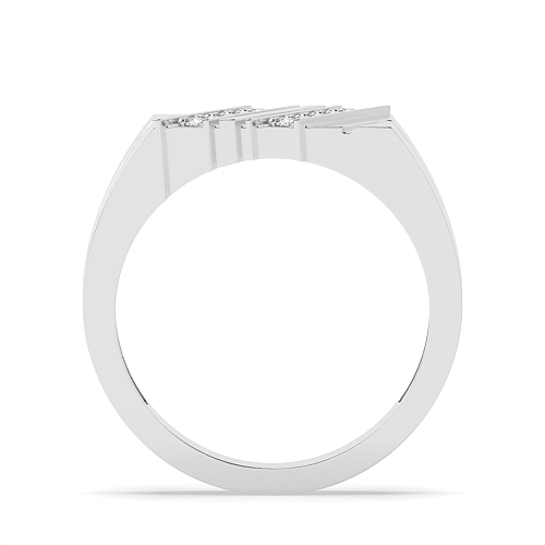 Pave Setting Round 2 line diamond Engagement Rings