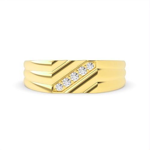 Pave Setting Round Yellow Gold Elegant Engagement Rings