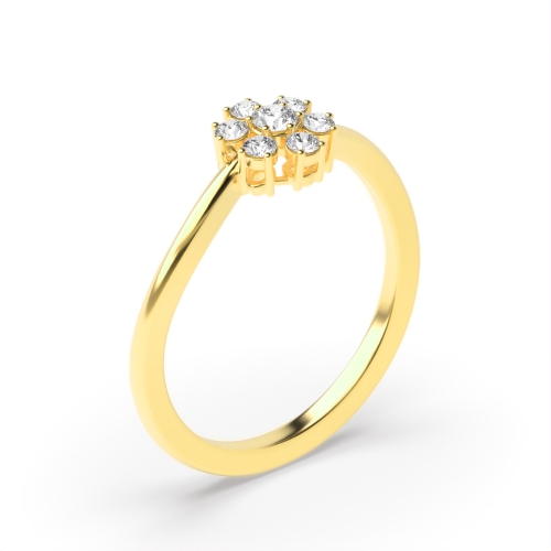 3 Prong Round Yellow Gold Essence Engagement Rings