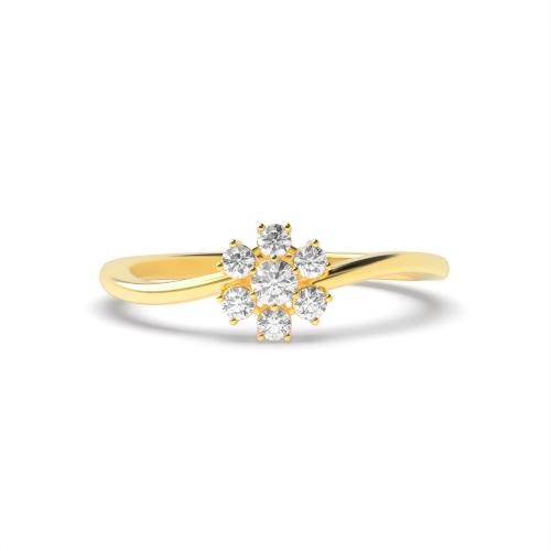 3 Prong Round Yellow Gold Essence Engagement Rings