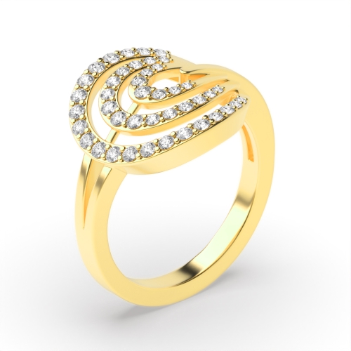 4 Prong Round Yellow Gold Cluster Diamond Ring