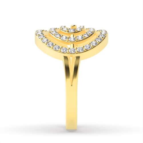 4 Prong Round Yellow Gold Cluster Diamond Ring