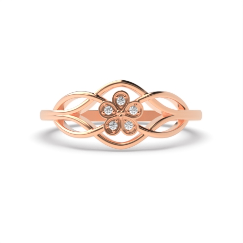 Pave Setting Round Rose Gold Twilight Engagement Rings