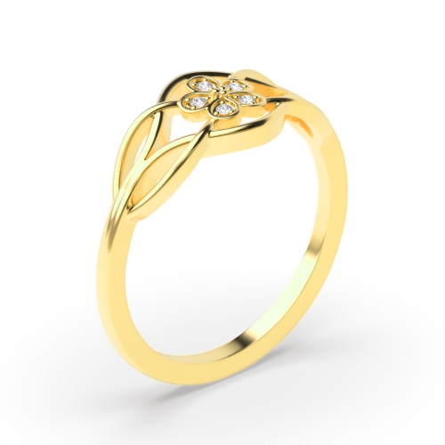 Pave Setting Round Yellow Gold Twilight Engagement Rings