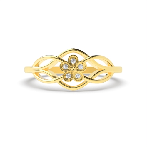 Pave Setting Round Yellow Gold Twilight Engagement Rings