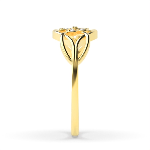 Pave Setting Round Yellow Gold Twilight Engagement Rings