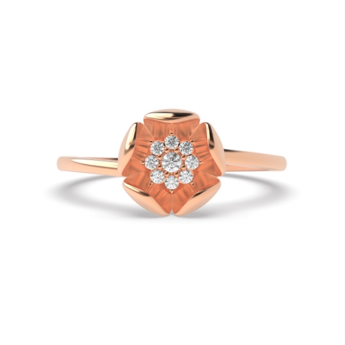 3 Prong Round Rose Gold Flower Engagement Rings
