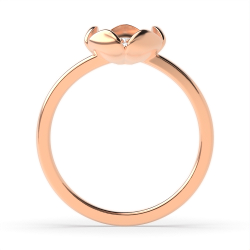 3 Prong Round Rose Gold Flower Engagement Rings