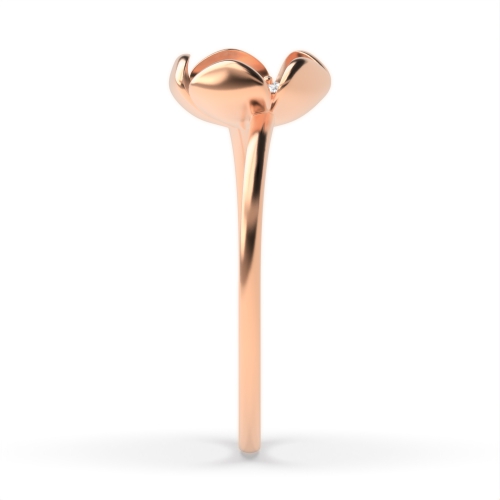 3 Prong Round Rose Gold Flower Engagement Rings