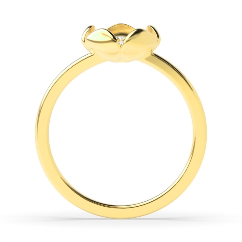 3 Prong Round Yellow Gold Flower Engagement Rings