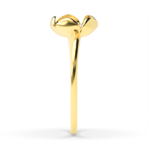 3 Prong Round Yellow Gold Flower Engagement Rings