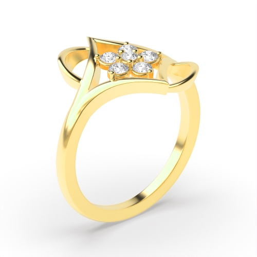 3 Prong Round Yellow Gold Constellation Engagement Rings