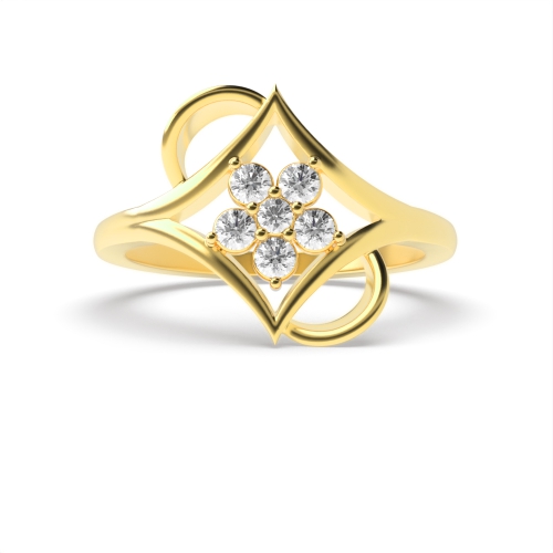 3 Prong Round Yellow Gold Constellation Engagement Rings