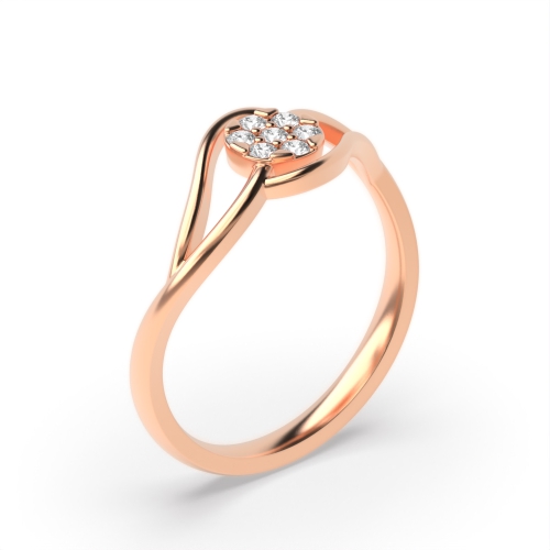 6 Prong Round Rose Gold Split shoulder Engagement Rings