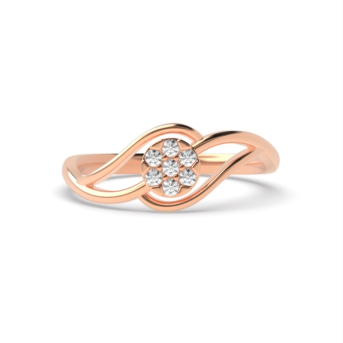 6 Prong Round Rose Gold Split shoulder Engagement Rings