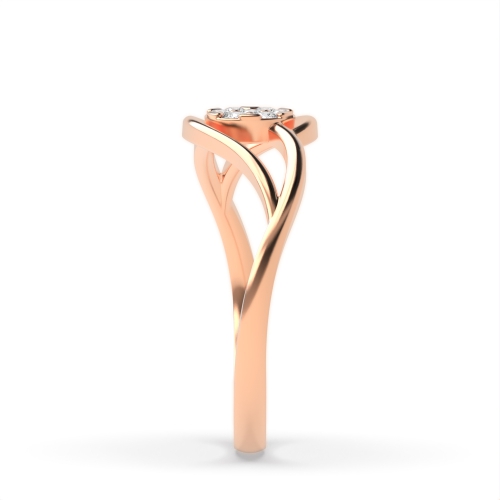 6 Prong Round Rose Gold Split shoulder Engagement Rings