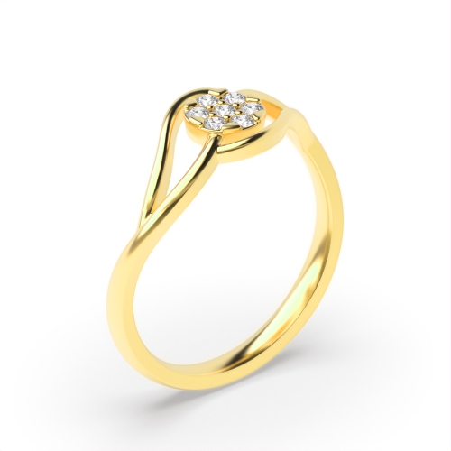 6 Prong Round Yellow Gold Split shoulder Engagement Rings