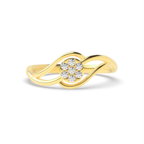 6 Prong Round Yellow Gold Split shoulder Engagement Rings