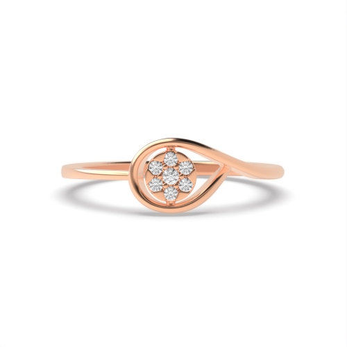 6 Prong Round Rose Gold Leaf shaped Engagement Rings